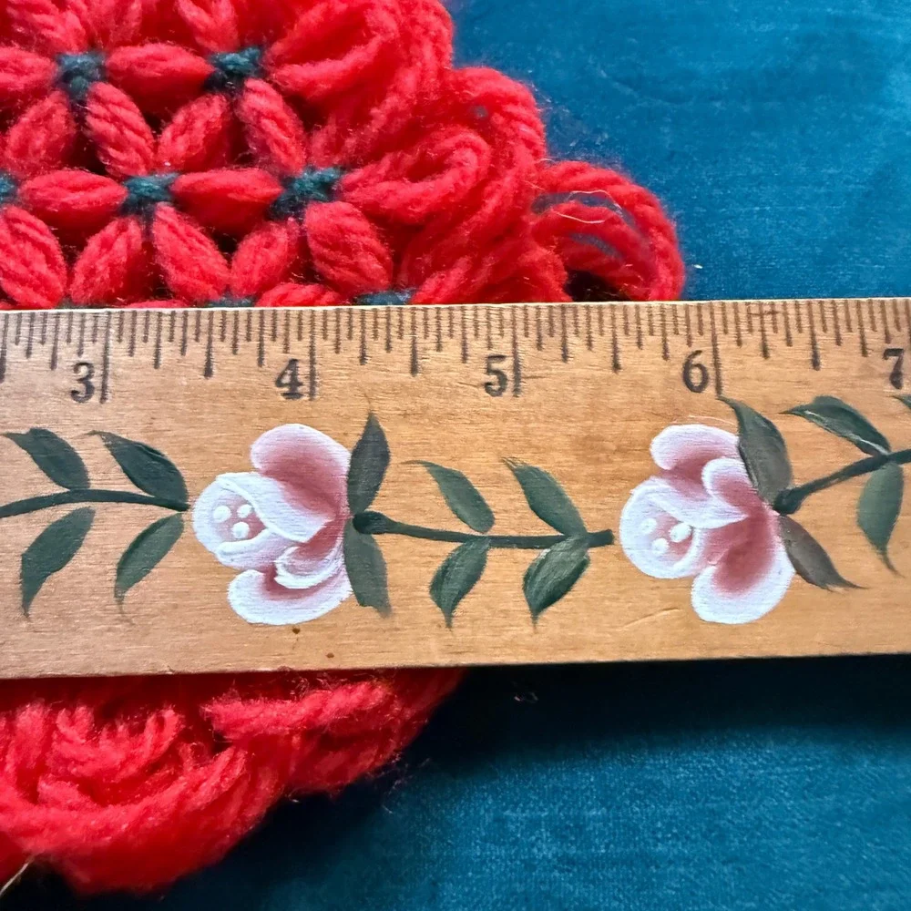 Handmade Crochet Christmas Potholder Trivet Lot Red Green Holiday‎ Floral